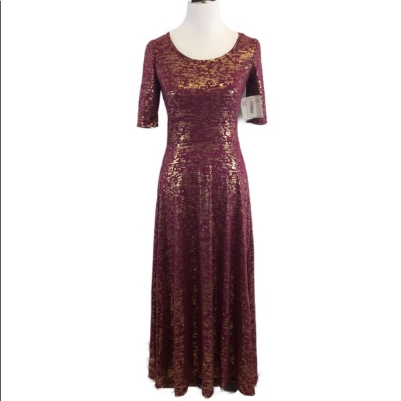 LuLaRoe Dresses & Skirts - Lularoe Elegant Collection gold maroon Ana Dress